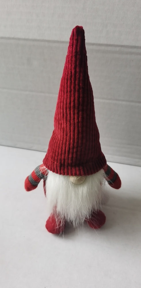 Nisse rød 30 cm m/fløjlshue, skæg, strikket arme og fødder