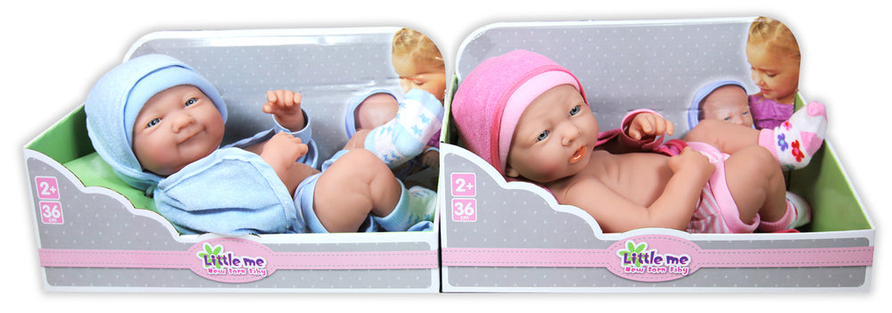 Nyfødt babydukke 36 cm asst