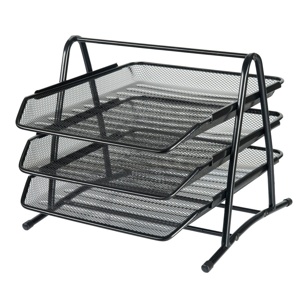 Brevbakkestativ med 3 bakker metal sort