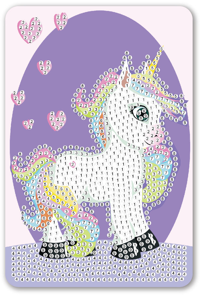 Diamond Art Enhjørning med Hjerte 10 x 15 cm