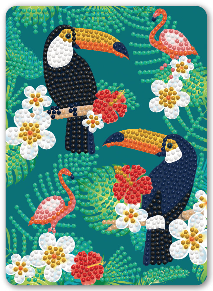 Diamond Art Pelikaner/blomster 13 x 18 cm