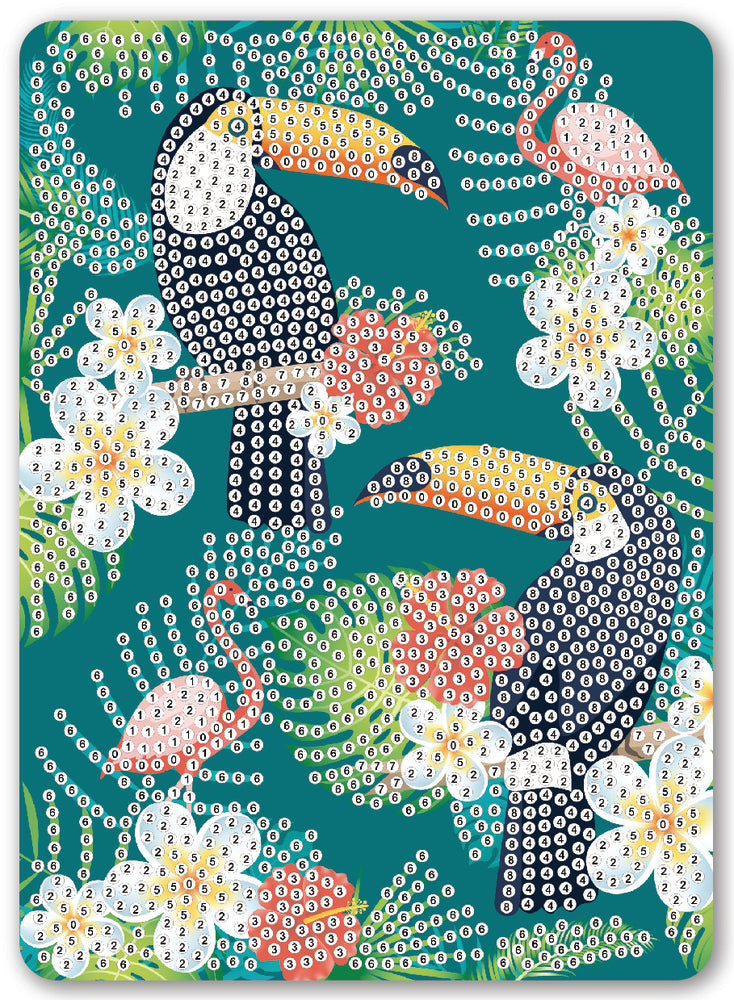 Diamond Art Pelikaner/blomster 13 x 18 cm