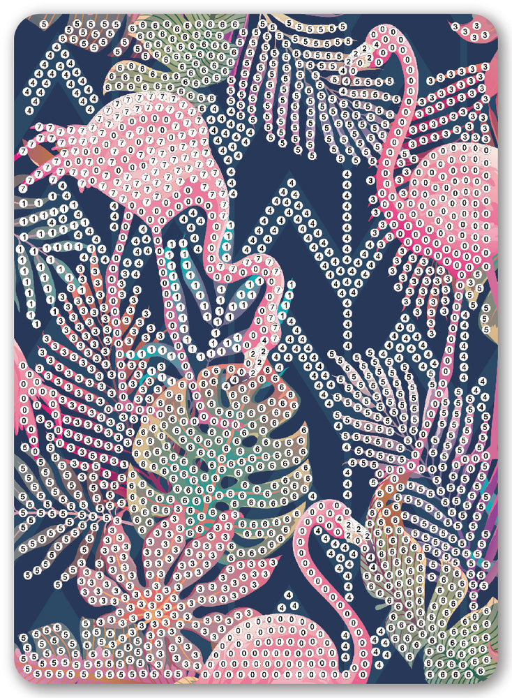 Diamond Art Flamingoer/hawaii blomst 13 x 18 cm