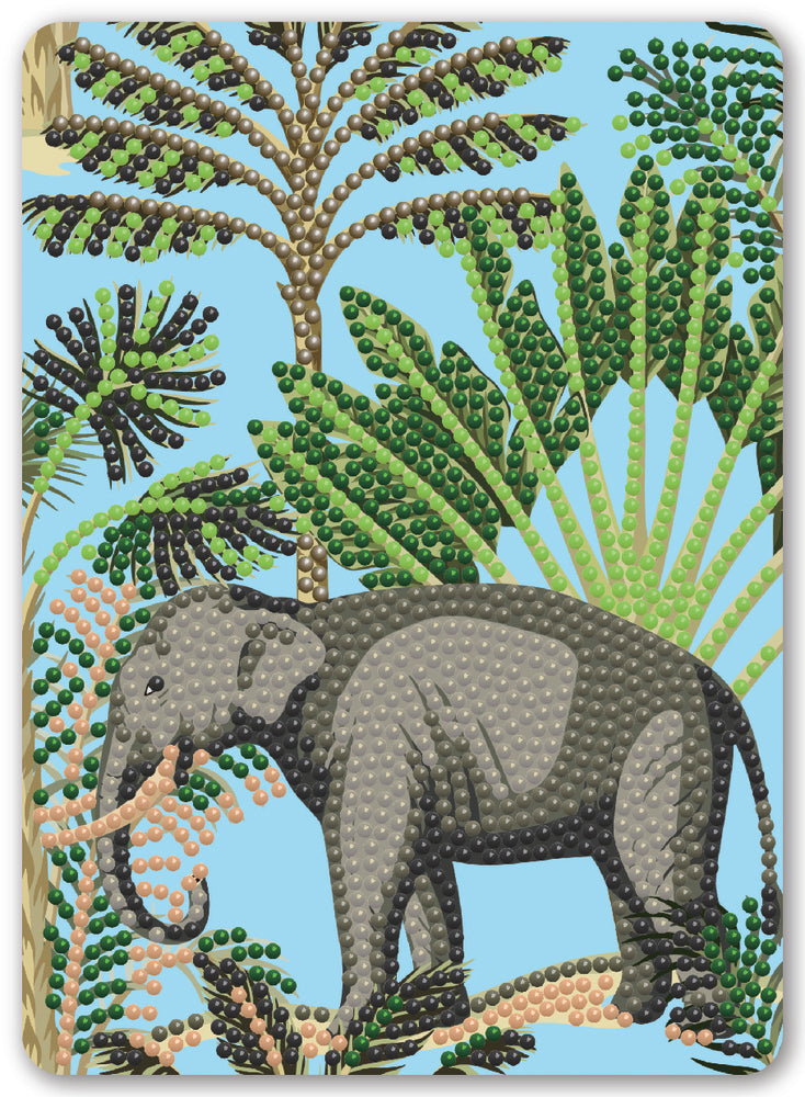 Diamond Art Elefant/træer 13 x 18 cm