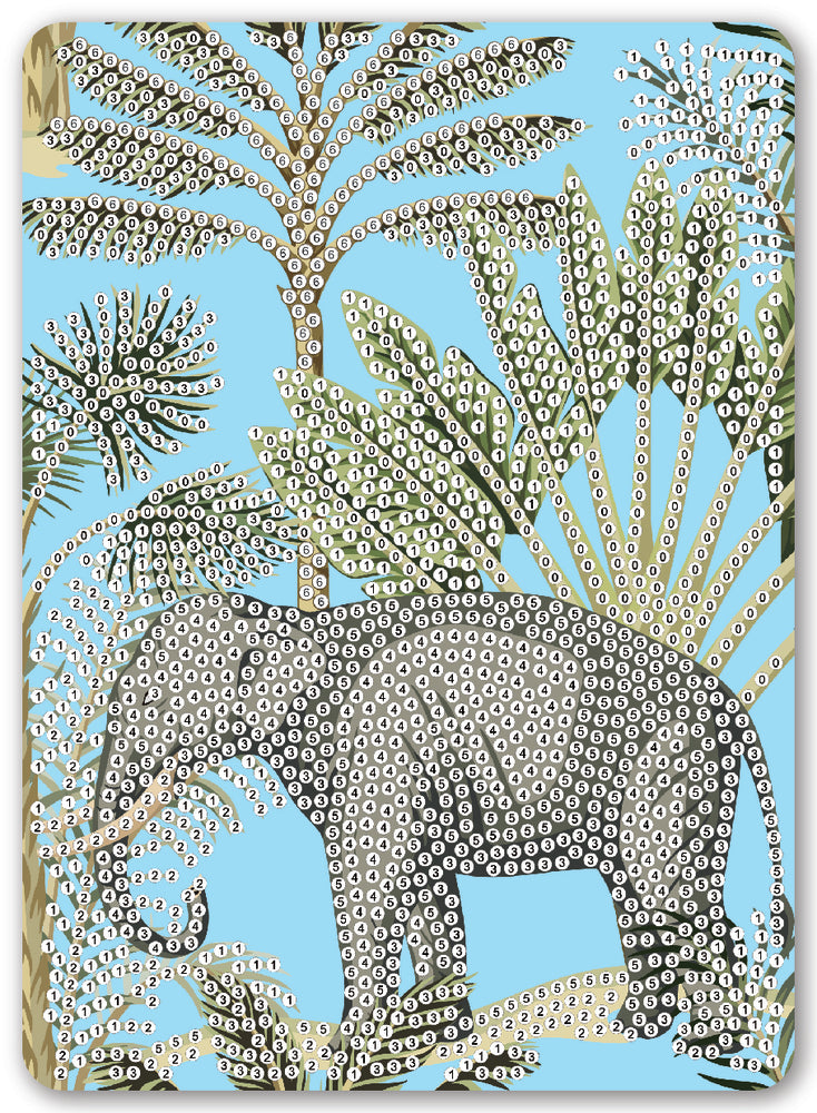 Diamond Art Elefant/træer 13 x 18 cm