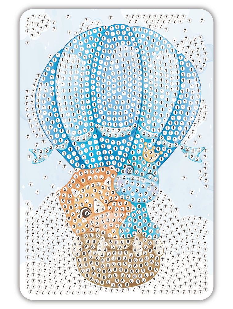 Diamond Art søde dyr i luftballon 10 x 15 cm