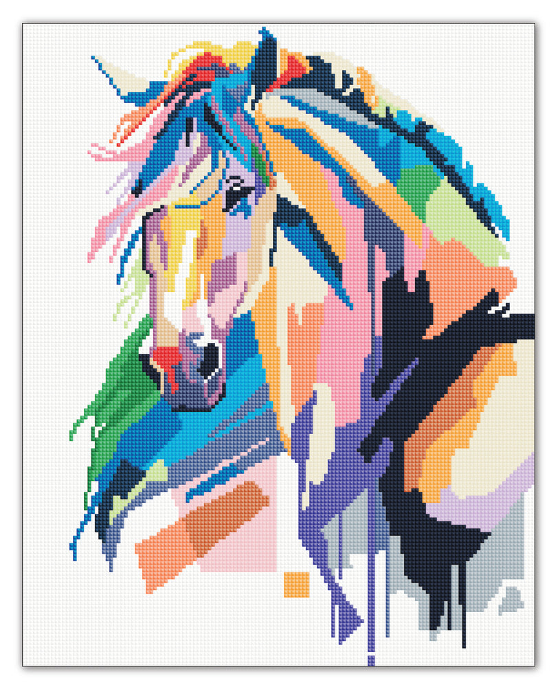 Diamond Art hest farverig 40 x 50 cm