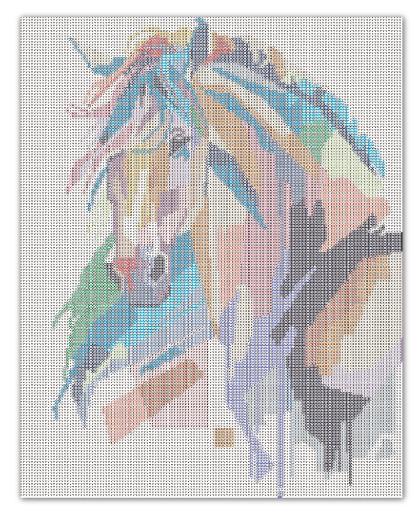 Diamond Art hest farverig 40 x 50 cm