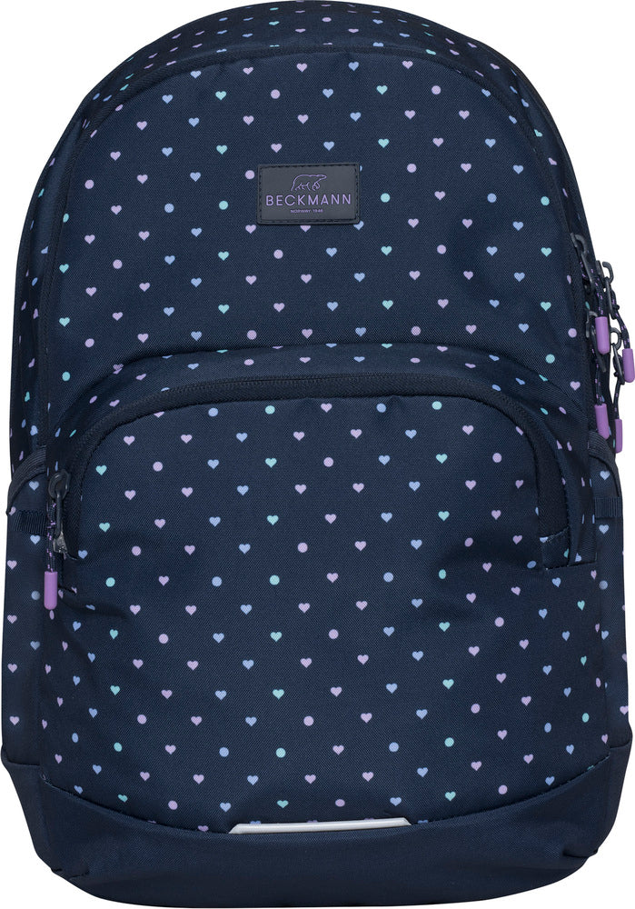 Skoletaske Beckmann mellemtrin sport jr Blue hearts 30 liter