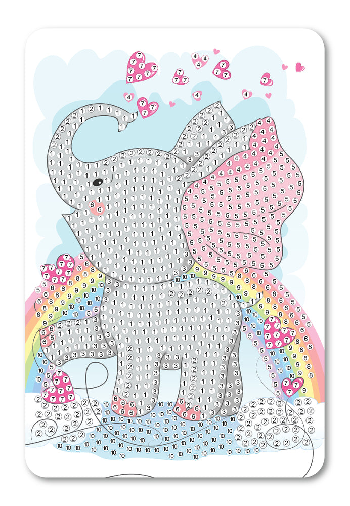 Diamond Art Elefant regnbue 10 x 15 cm