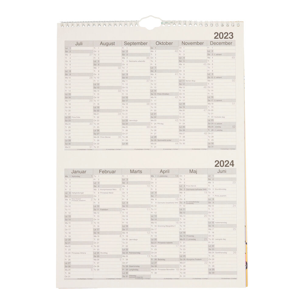 Skolefamiliekalender 2022/23 i A3 med smiley design