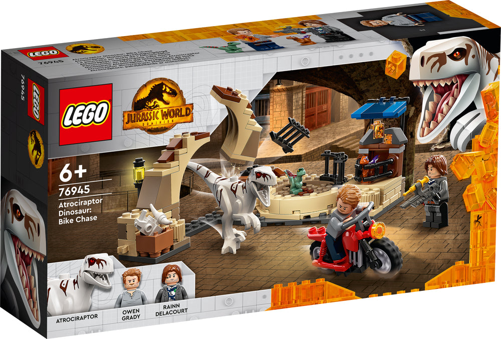 76945 LEGO Jurassic World Atrociraptor-dinosaur: motorcykeljagt
