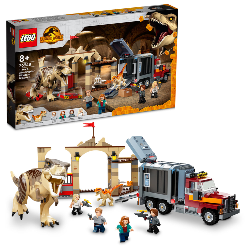 76948 LEGO Jurassic World T-rex og atrociraptor på dinosaurflugt