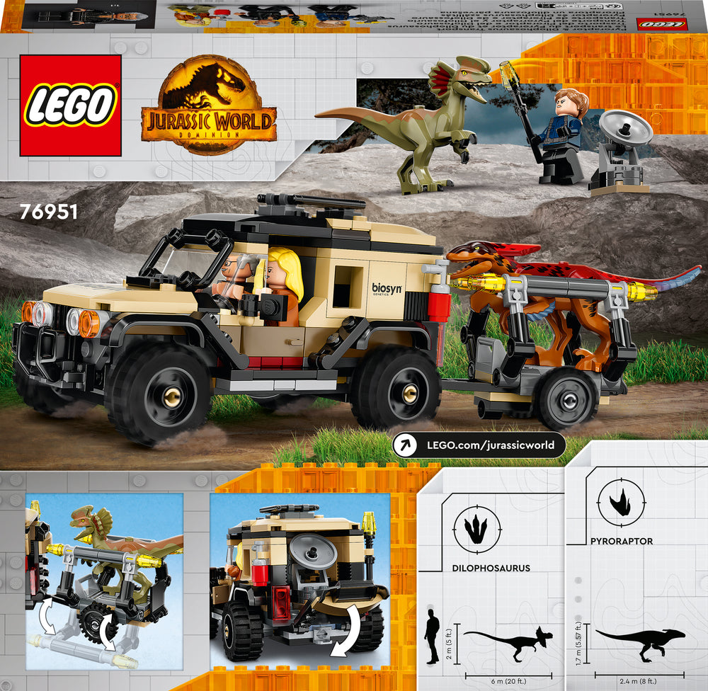 76951 LEGO Jurassic World Pyroraptor og dilophosaurus-transport