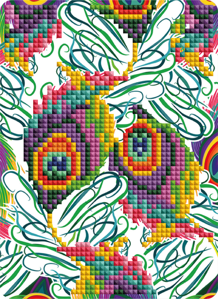 Diamond Art Påfuglefjer 13 x 18 cm