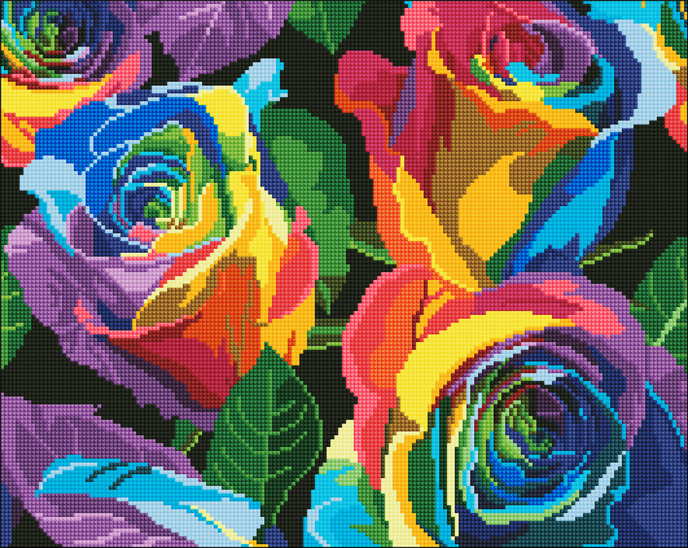 Diamond Art Roser farverig 40 x 50 cm