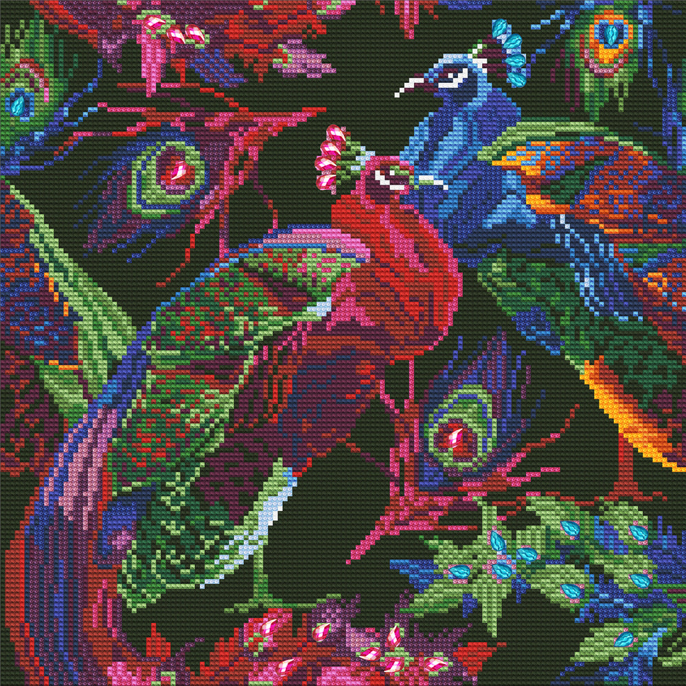 Diamond Art MIX påfugle 40 x 40 cm
