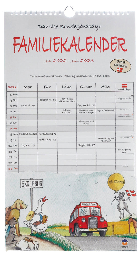 Familiekalender dyr 2022/23 5-pers.