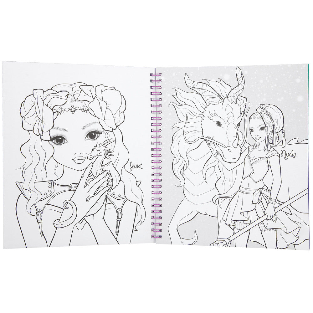 Topmodel malebog m/pailletter dragon love