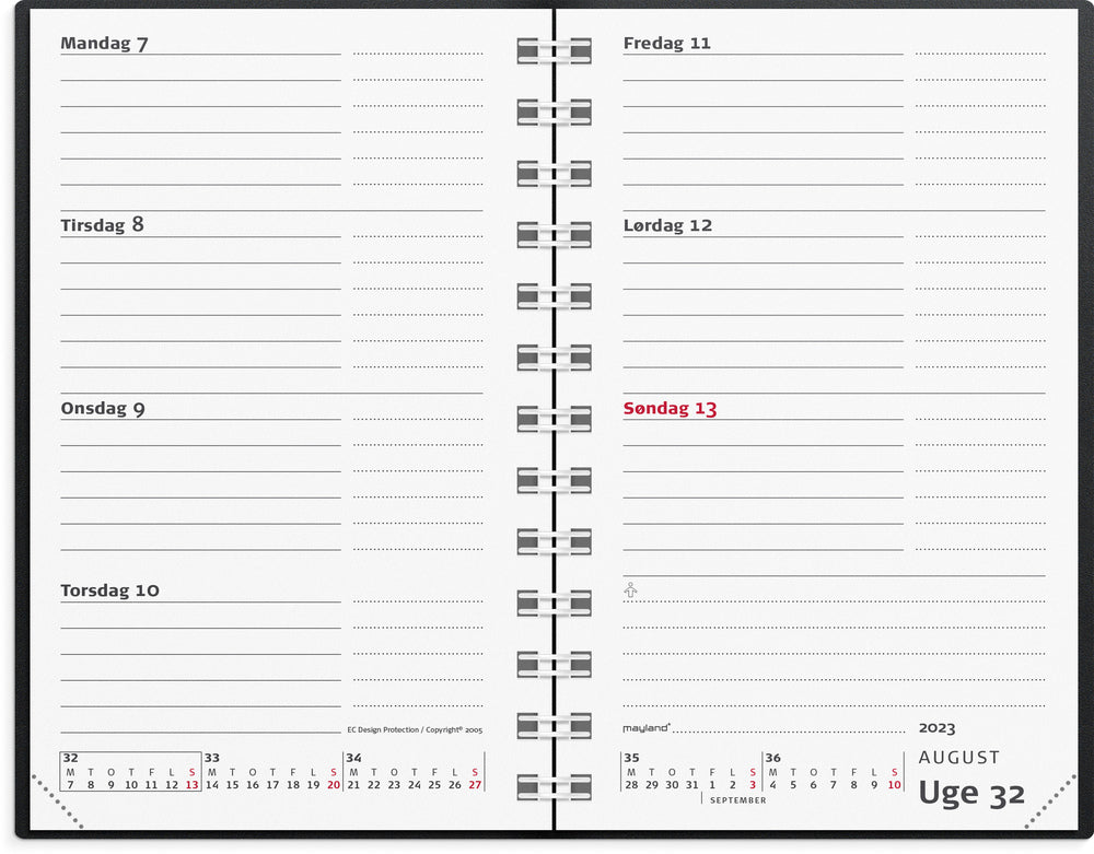 Mini planner tværf. sort 2023
