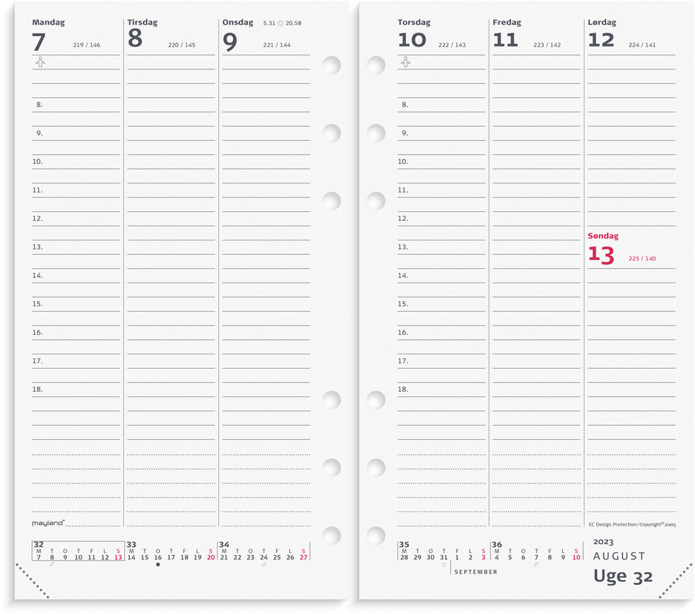 Ugekalender mappe skind sort