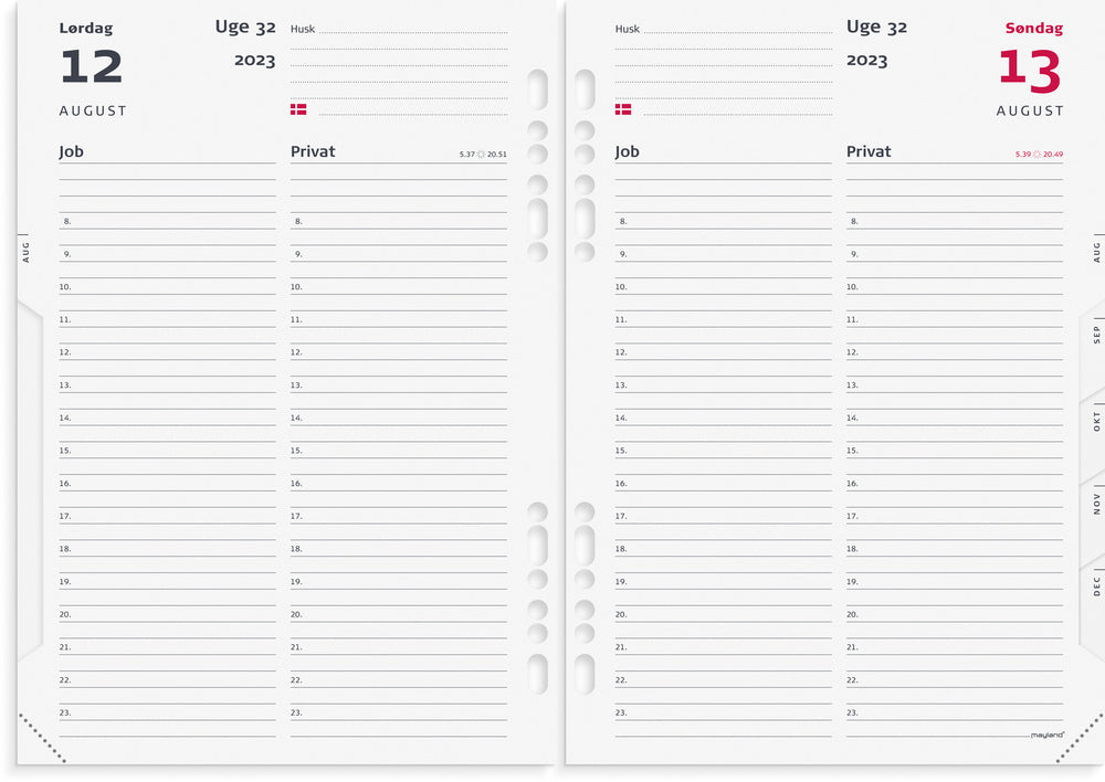Kalender job/privat refill 2023