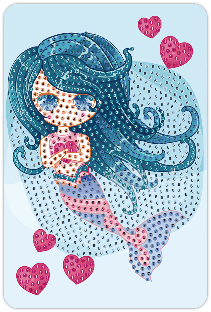 Diamond Art havfrue 10 x 15 cm