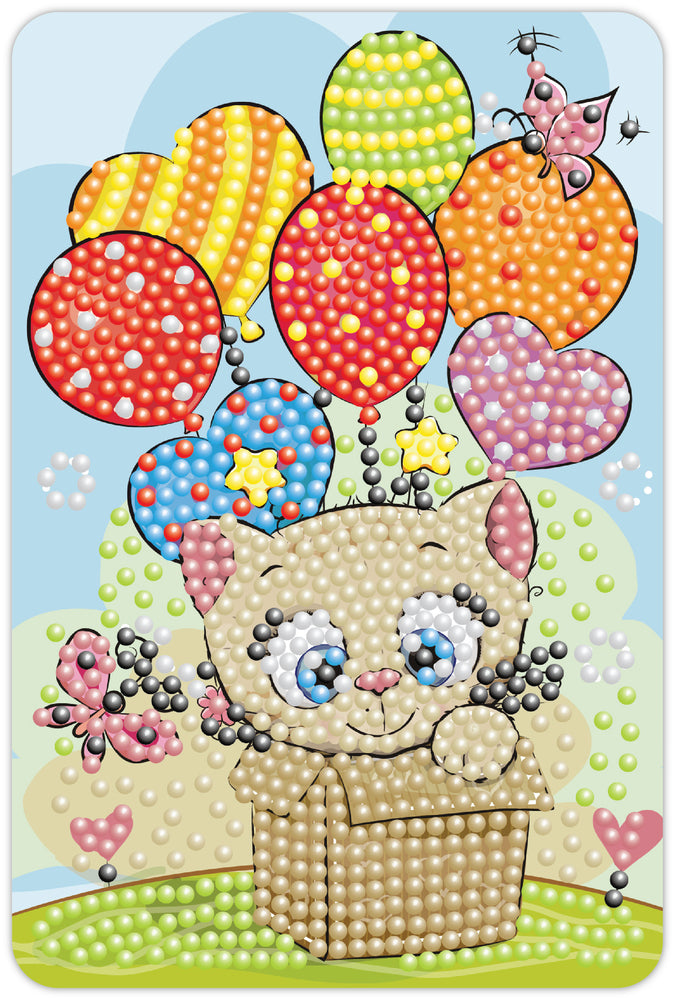 Diamond Art kat luftballon 10 x 15 cm