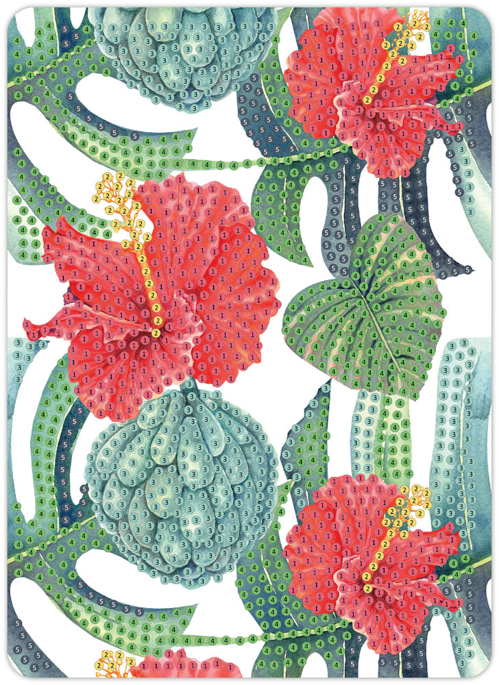 Diamond Art Tropiske blomster 13 x 18 cm