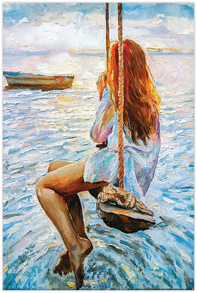 Diamond Art kvinde på gynge 20 x 30 cm