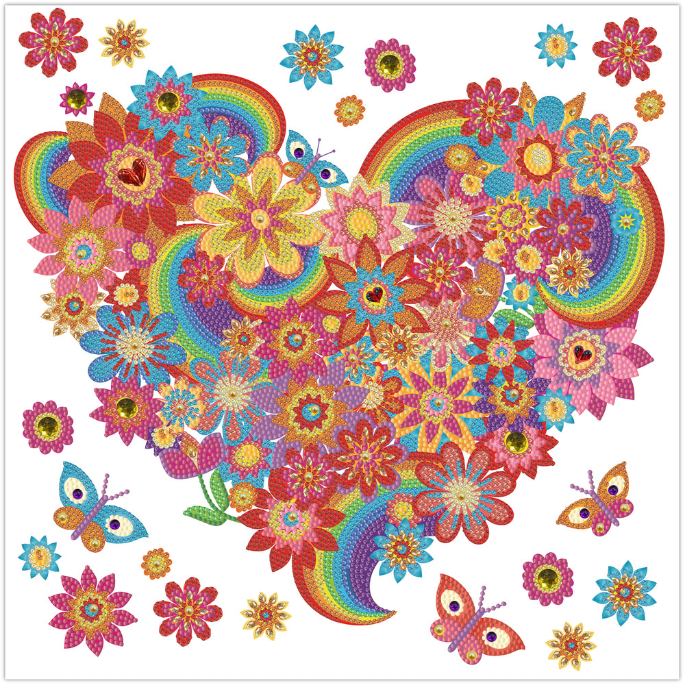 Diamond Art MIX blomsterhjerte 40 x 40 cm