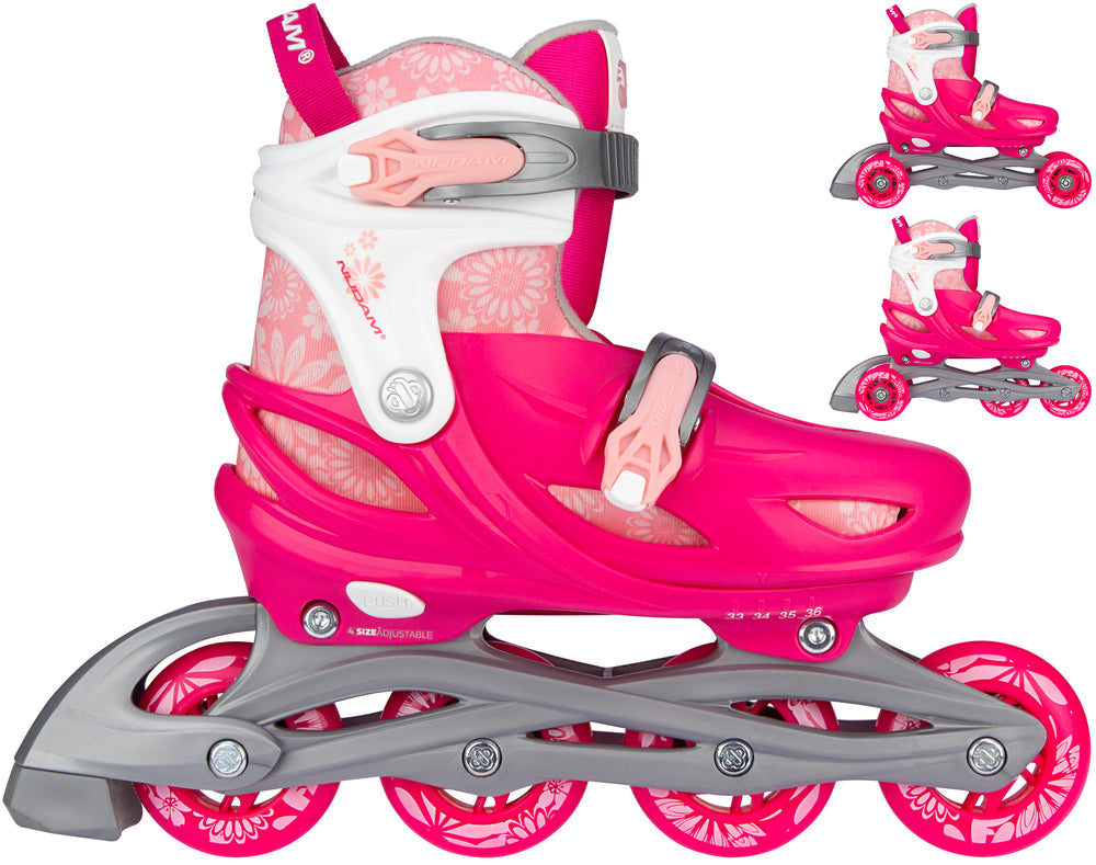 3 i 1 inline/rulleskøjte str. 29-32 hvid/pink