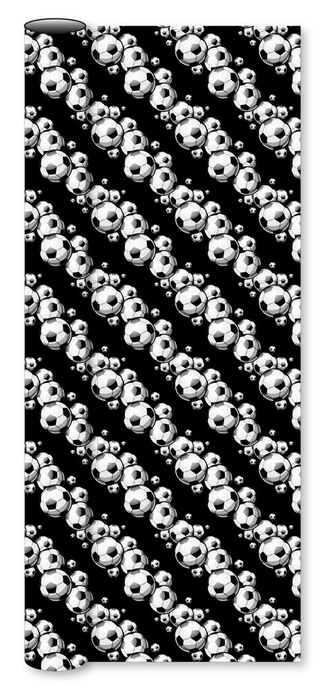 Bogbind/gavepapir fodbold sort/grå/hvid 70 cm x 2 m 80 g