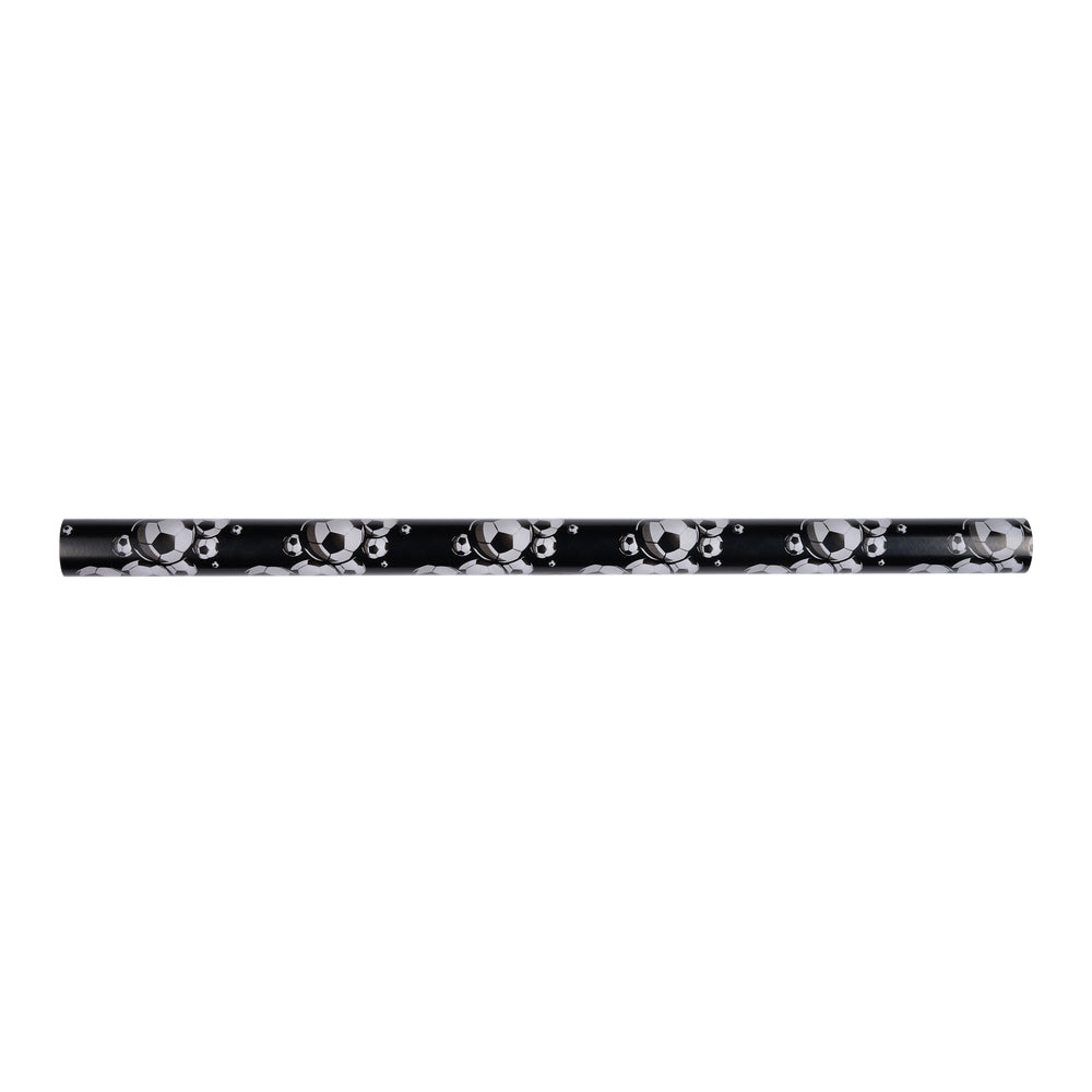 Bogbind/gavepapir fodbold sort/grå/hvid 70 cm x 2 m 80 g