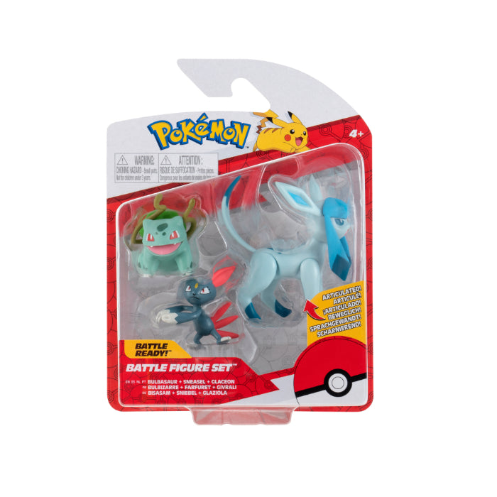 Pokémon battle figur sæt Bulbasaur, Sneasil, Glaceon