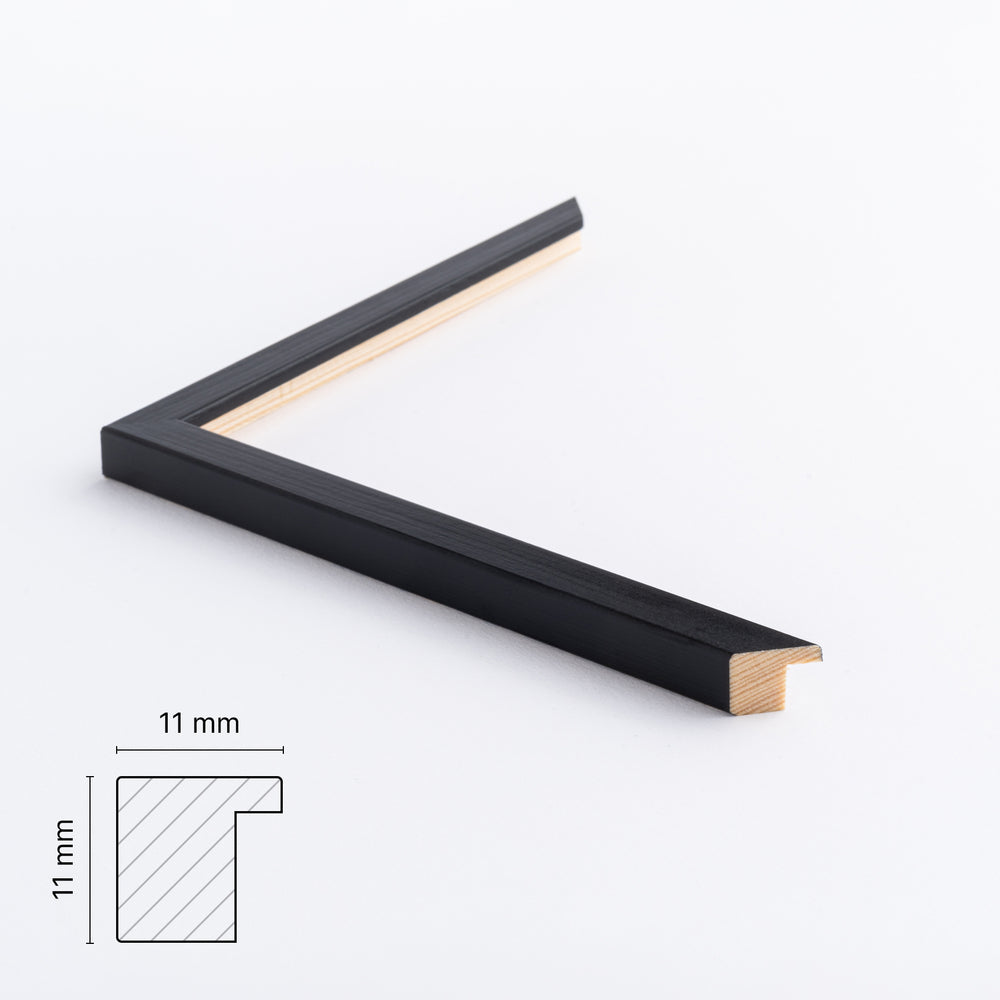 Ramme Sort Fyrretræ 50 X 70 Cm M/Plexiglas 11 Mm Ramme