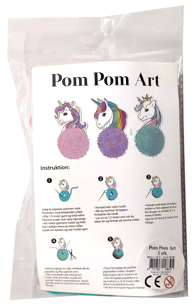 Pom Pom ART Unicorn m/horn 3 stk.