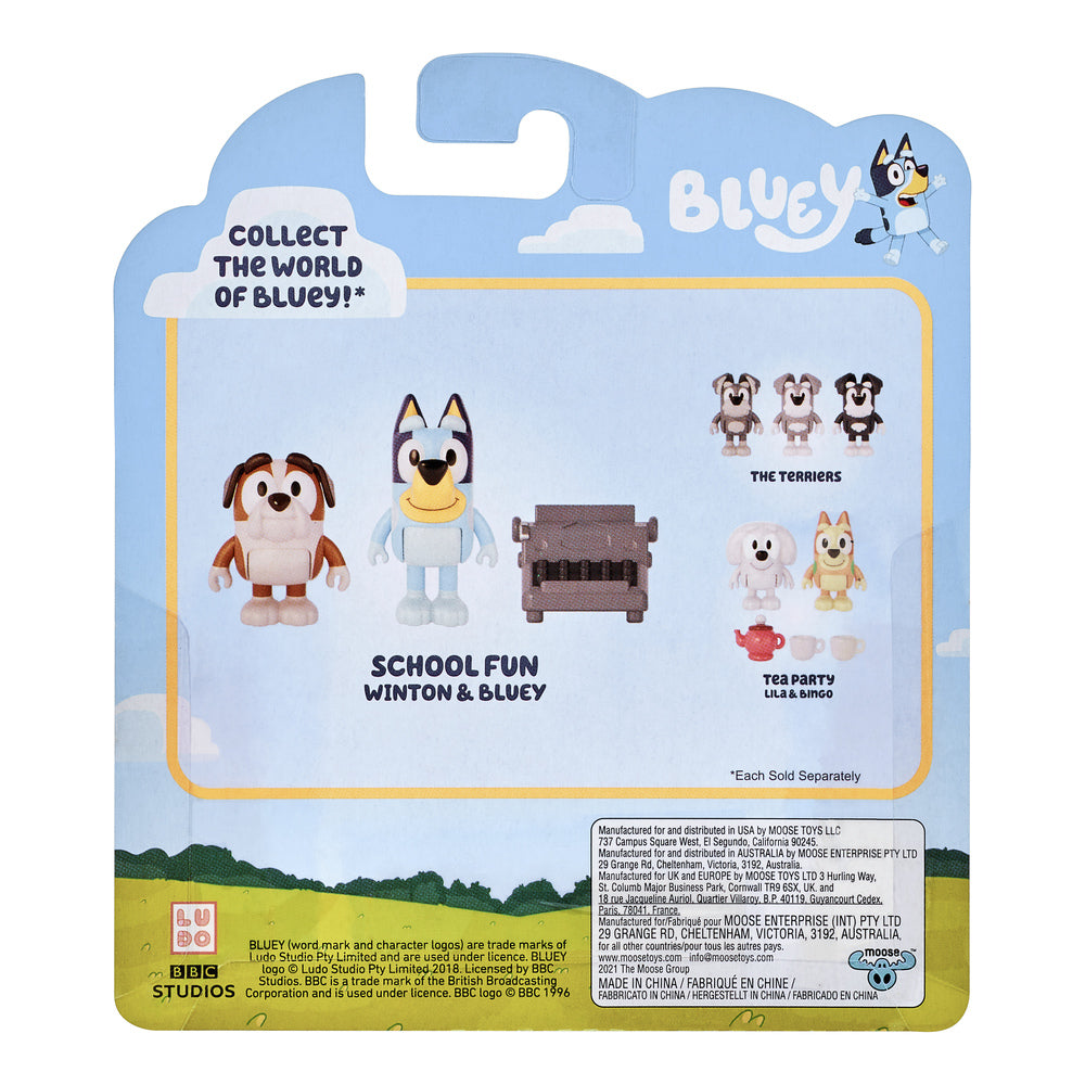 BLUEY figurer med skoletema 2-pak ass