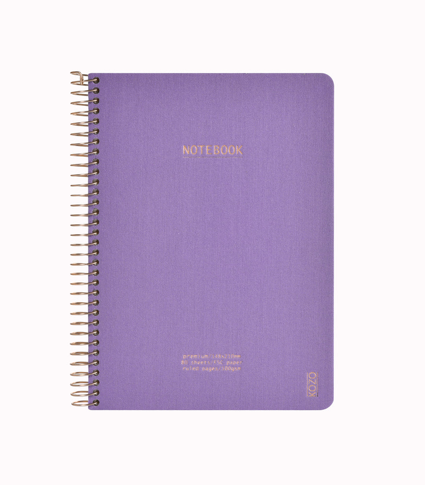 Notesbog KOZO Premium A5 PERIWINKL m/Spiral Linieret