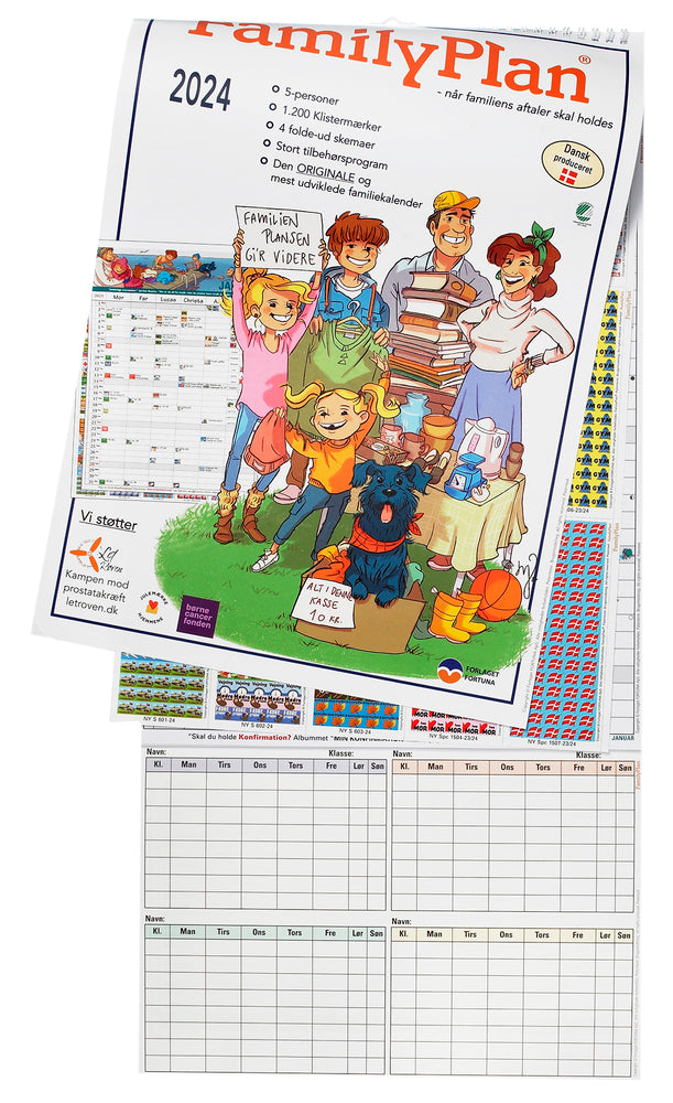 Familiekalender 2024 familyplan 5 personer