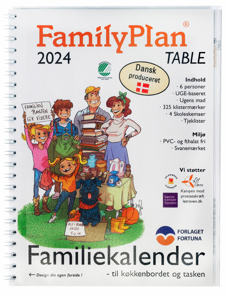 Familiekalender 2024 familyplan table 6 personer