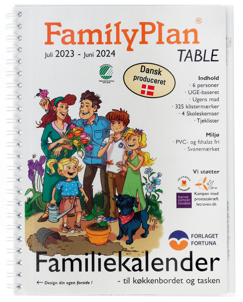 Familiekalender 2023/24 familyplan table 6 personer