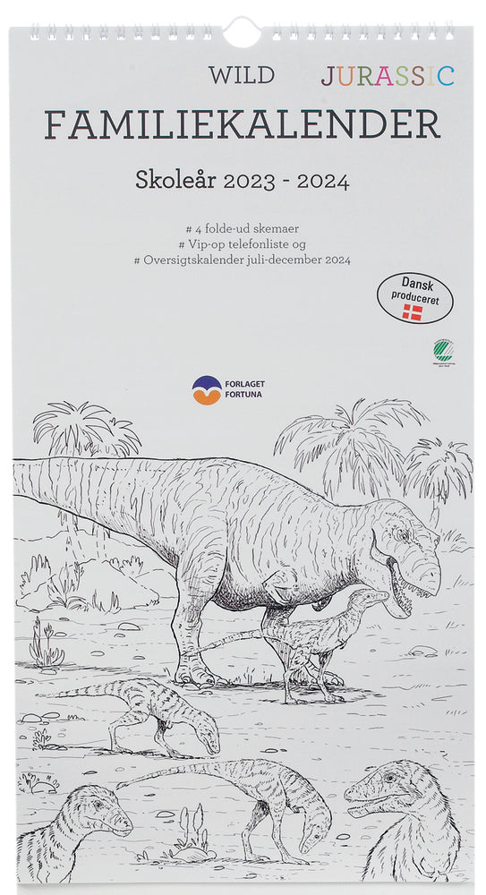 Familiekalender 2023/24 wildlife sort/hvid 5 personer