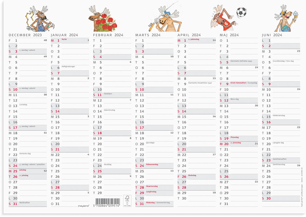 Kalender 2024 humør elg A4