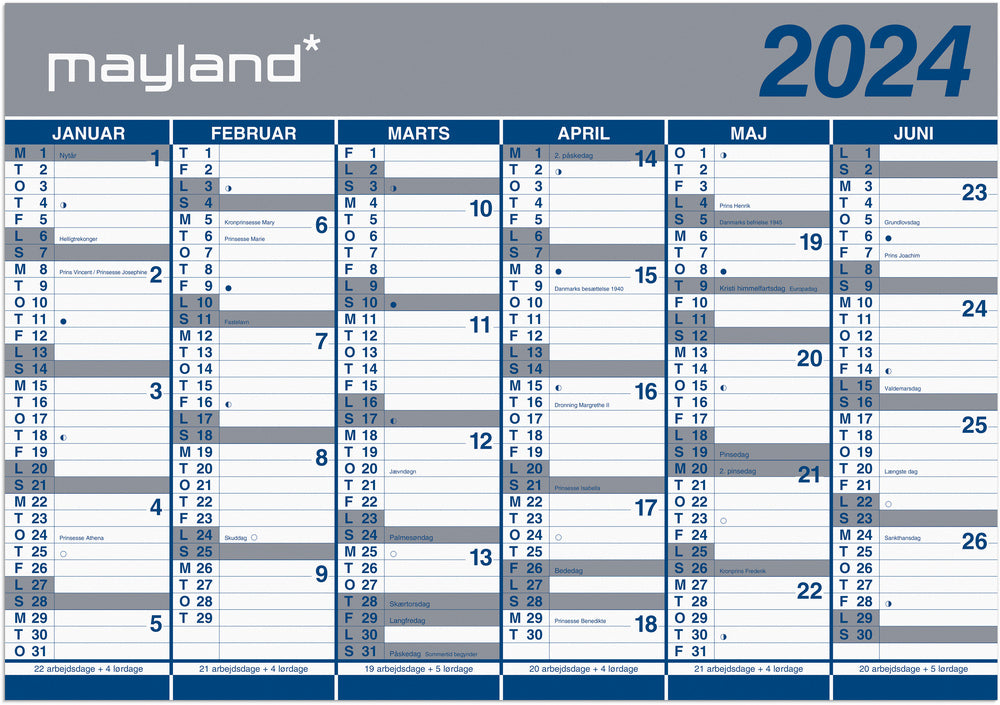 Kæmpekalender 2024 2x6 måneder