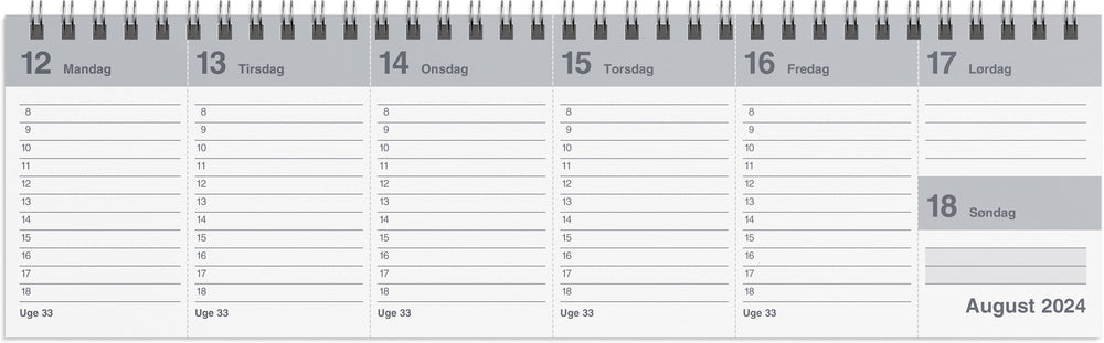 Bordkalender 2024 dag/uge grå