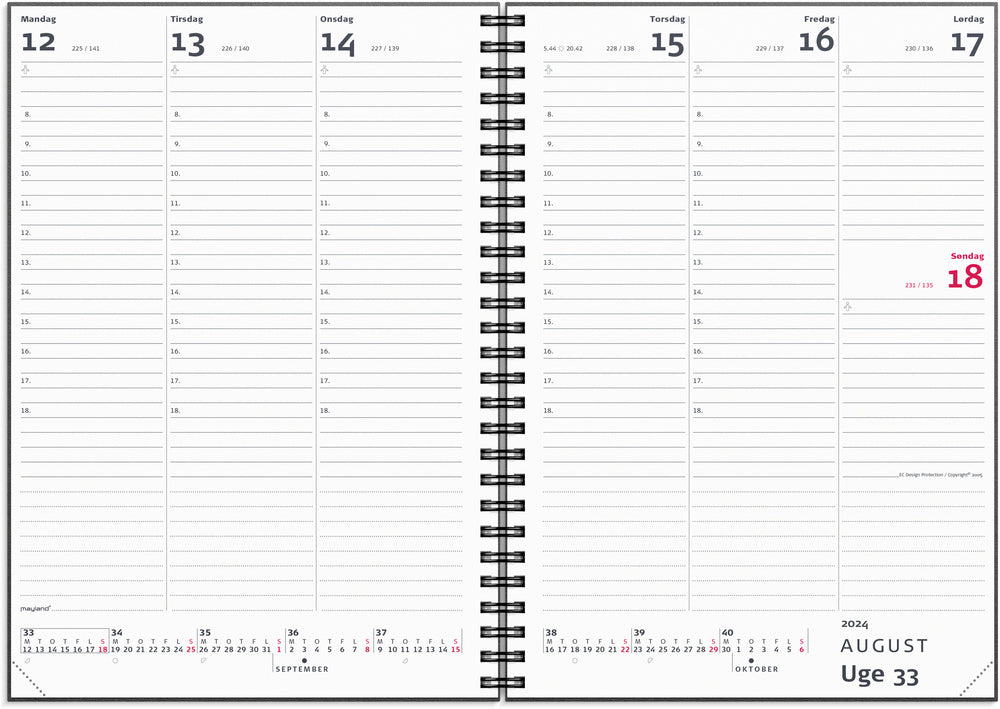 Kalender 2024 uge skind sort