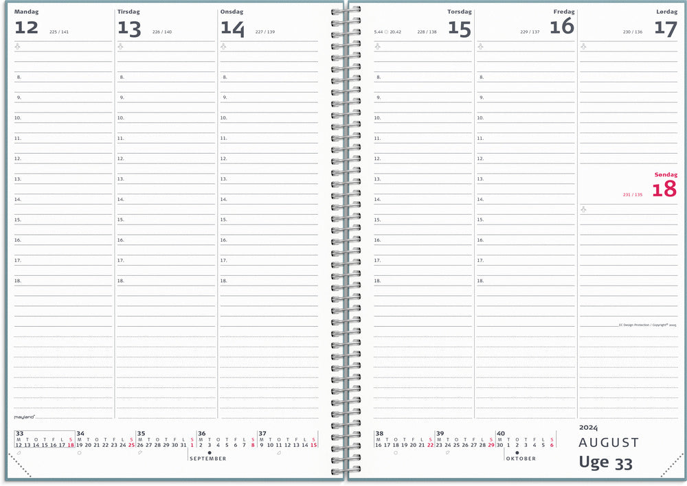 Kalender 2024 uge A5 isblå