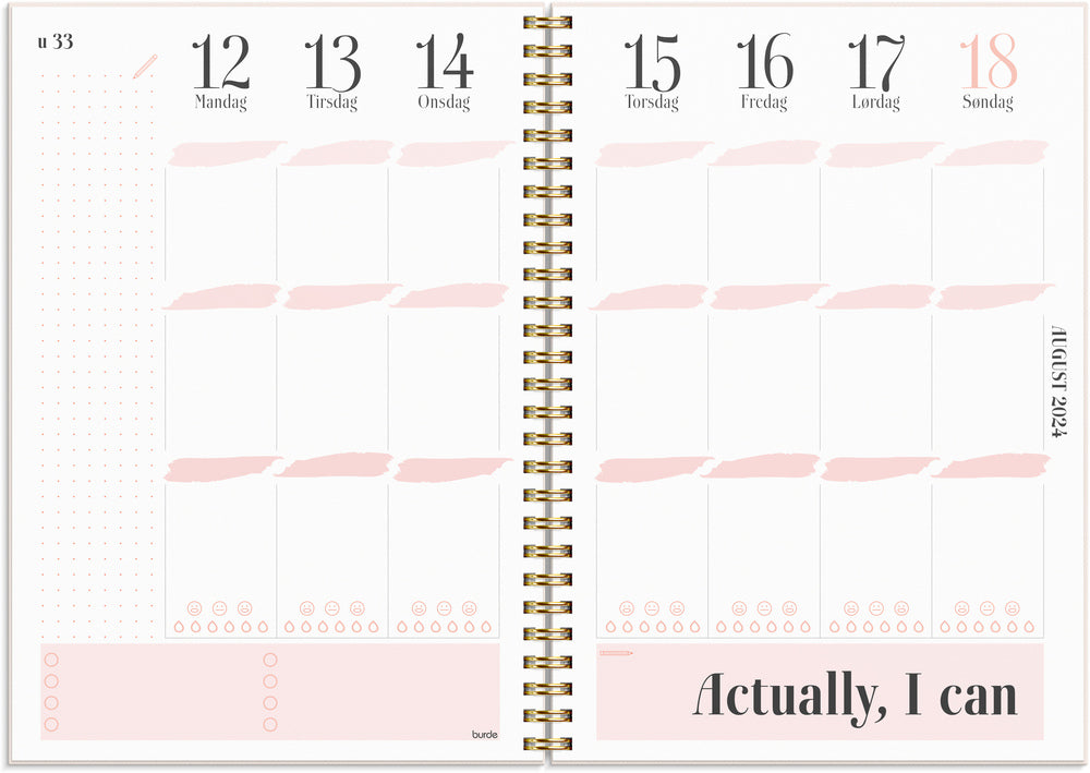 Life planner 2024 uge pink A5