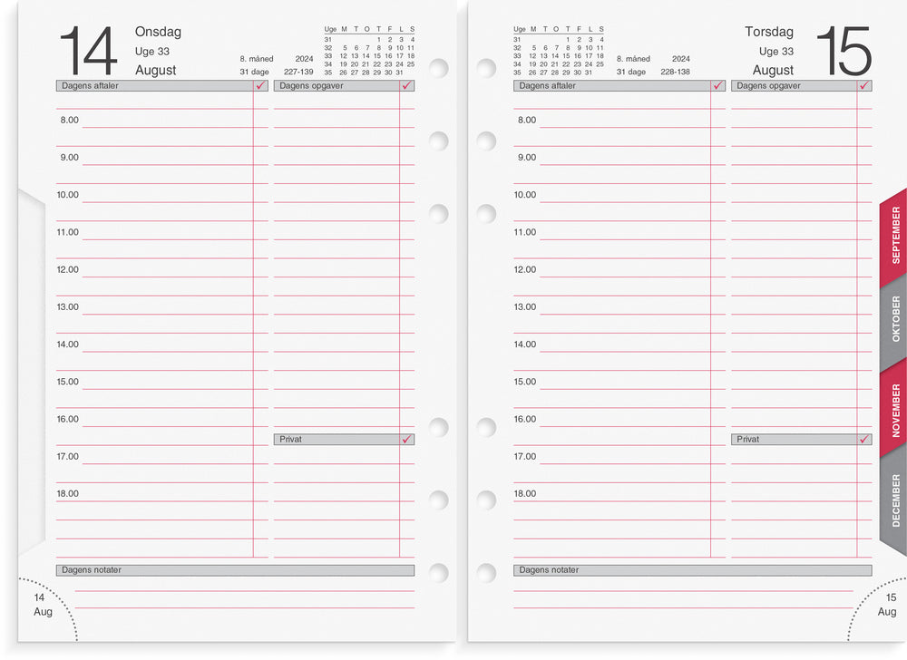 Kalender system 2024 dag refill